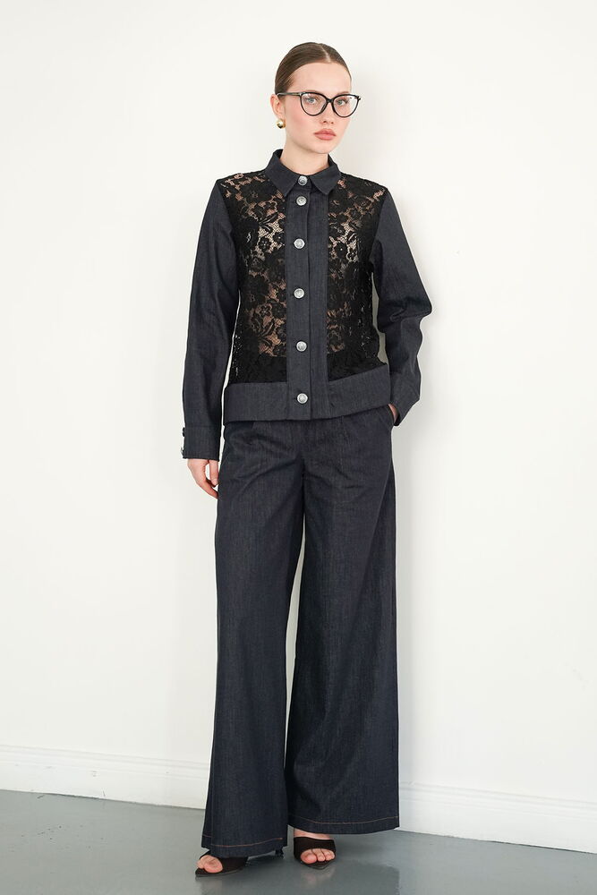 Wide-Leg Denim Trousers