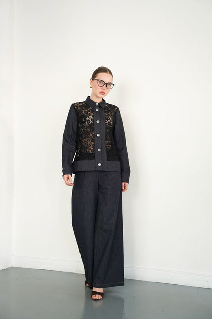 Wide-Leg Denim Trousers