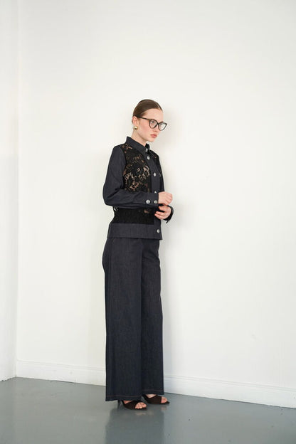 Wide-Leg Denim Trousers