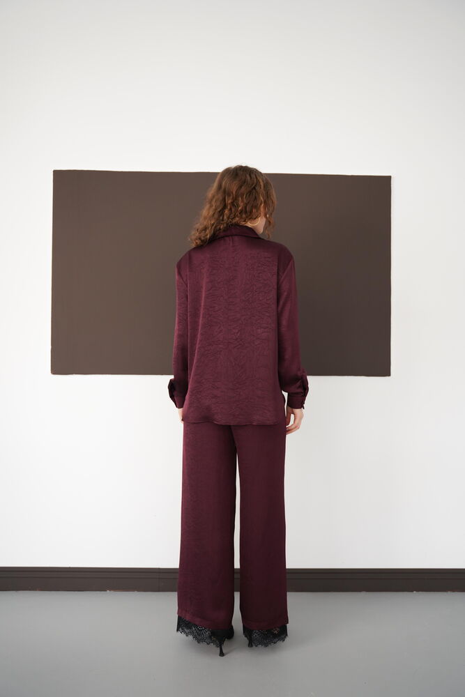 Pleated Lace-Hem Trousers