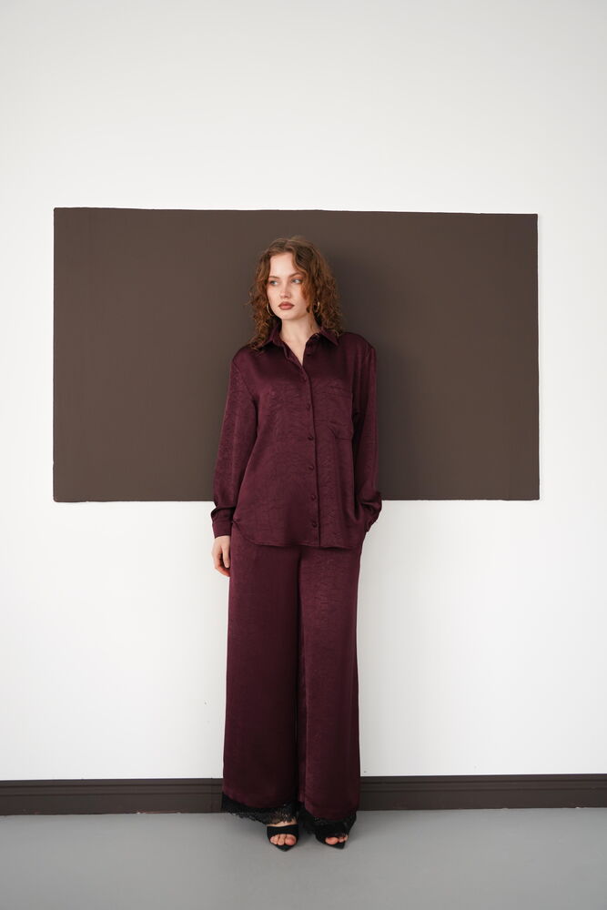 Pleated Lace-Hem Trousers