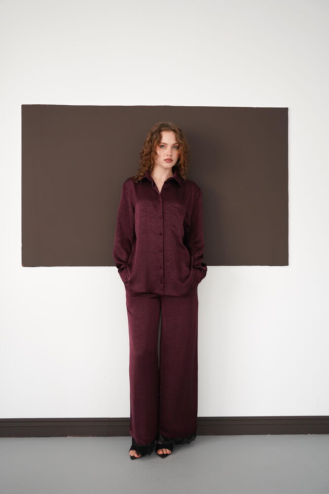 Pleated Lace-Hem Trousers