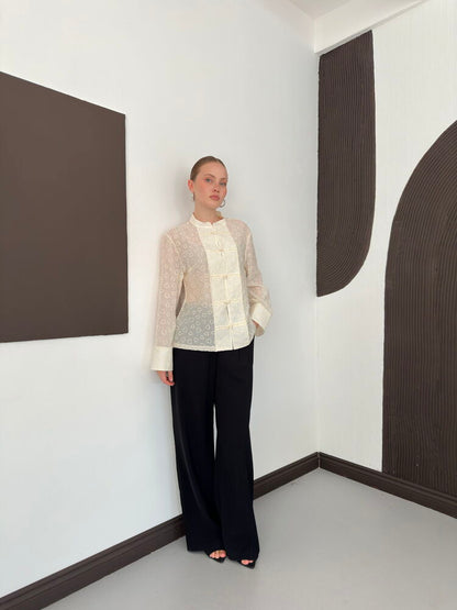 Broderie Mandarin Blouse