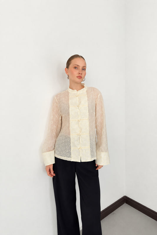 Broderie Mandarin Blouse