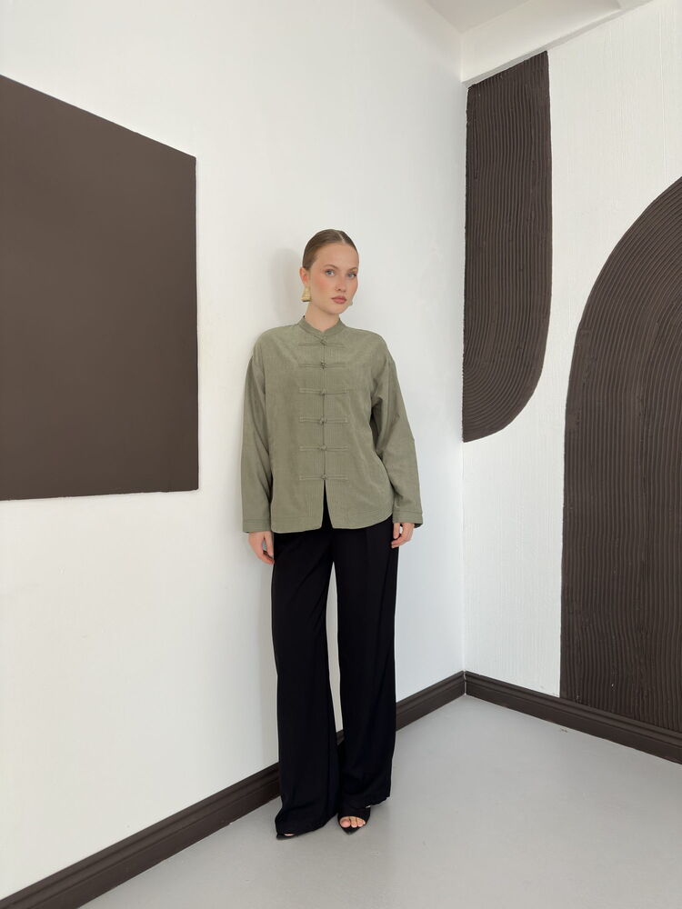 Frog-Button Cupro Blouse