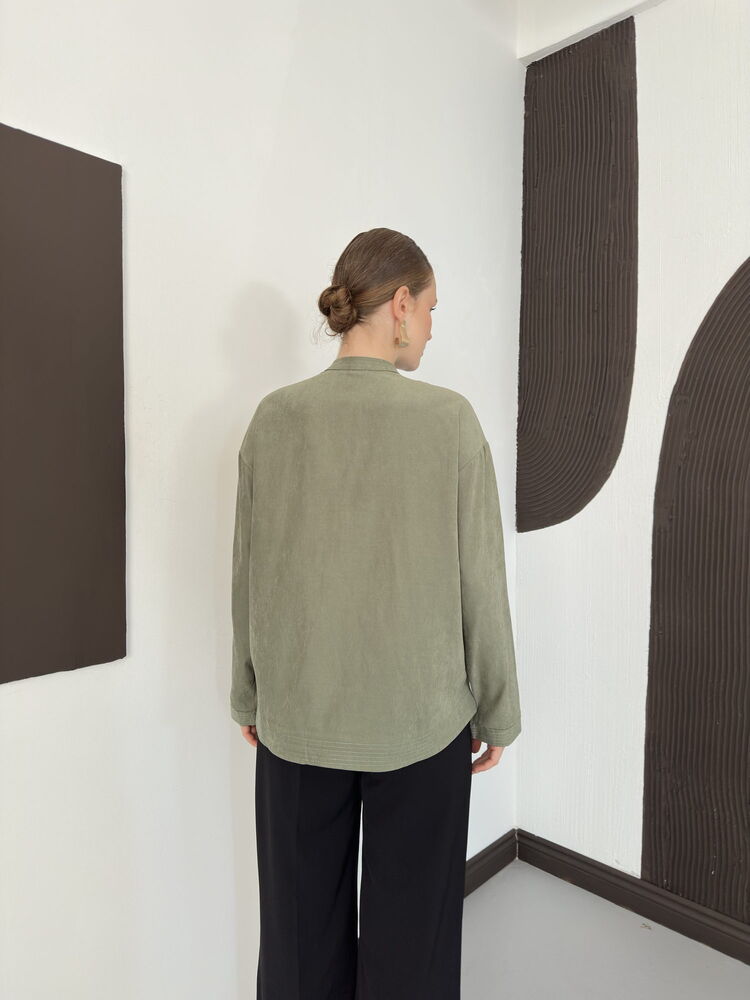 Frog-Button Cupro Blouse