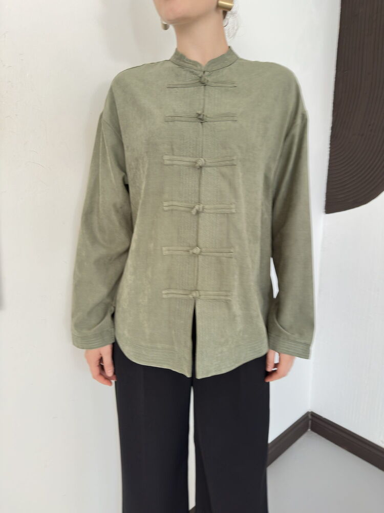 Frog-Button Cupro Blouse