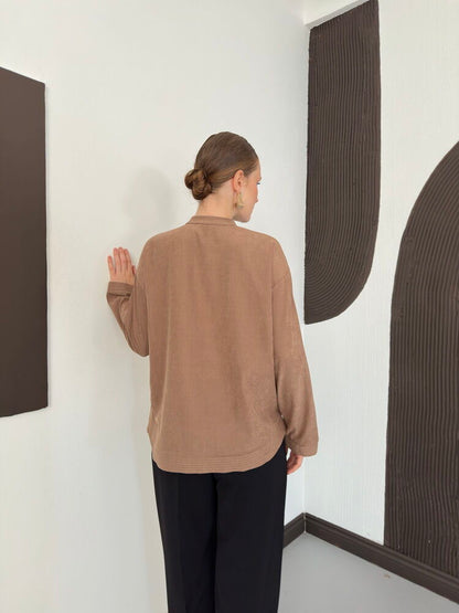Frog-Button Cupro Blouse