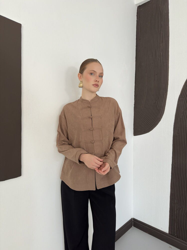 Frog-Button Cupro Blouse