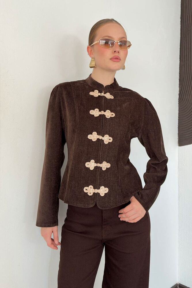 Velvet Frog-Button Jacket