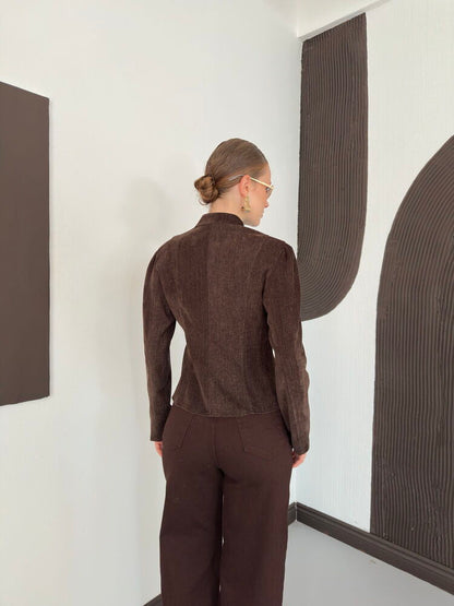 Velvet Frog-Button Jacket
