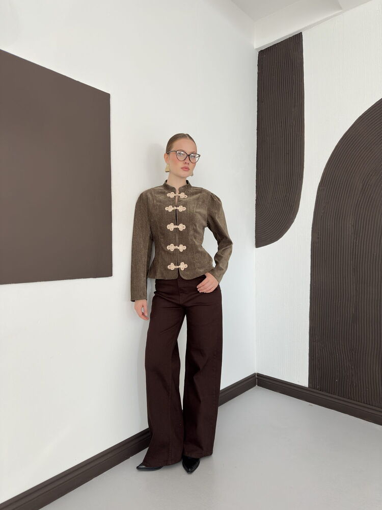 Velvet Frog-Button Jacket