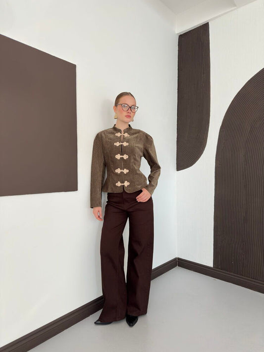Velvet Frog-Button Jacket