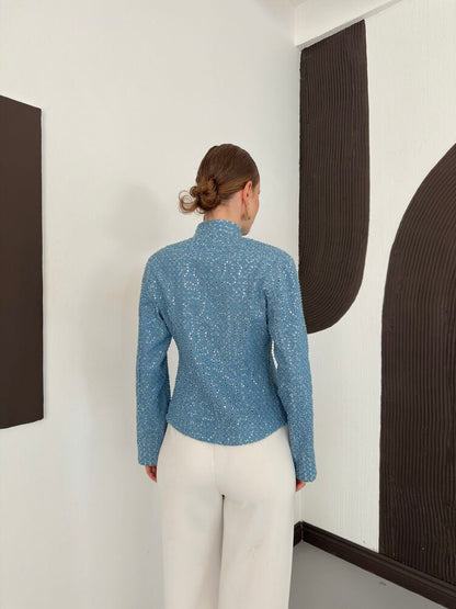Sequin Tweed Asymmetric Jacket