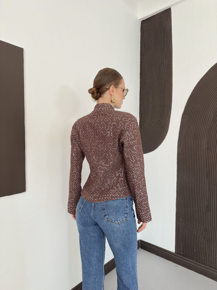 Sequin Tweed Asymmetric Jacket