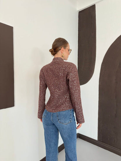 Sequin Tweed Asymmetric Jacket