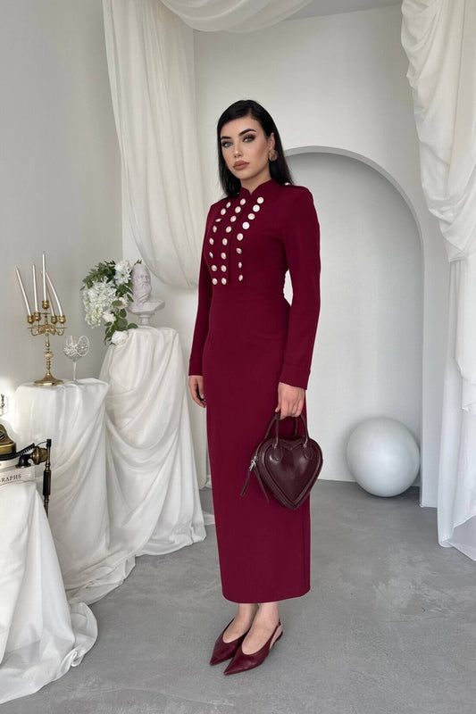 Military Button Midi Dress