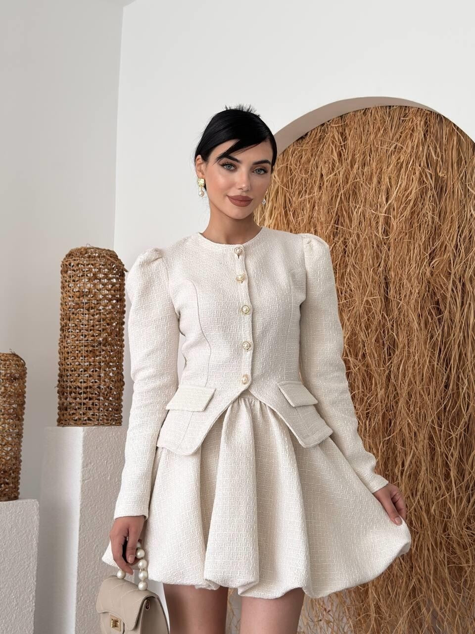 Tweed Bubble Skirt Set