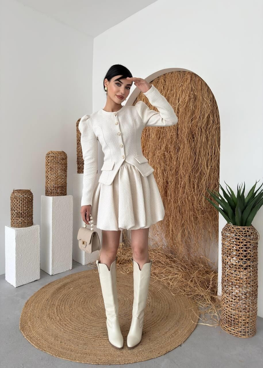 Tweed Bubble Skirt Set