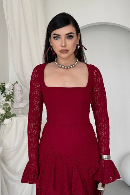 Lace Flounce Dress