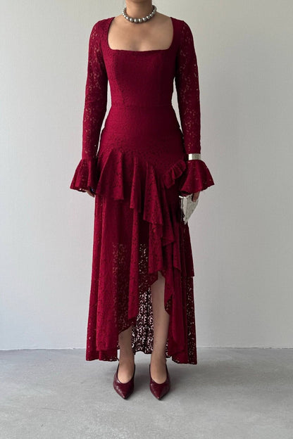 Lace Flounce Dress