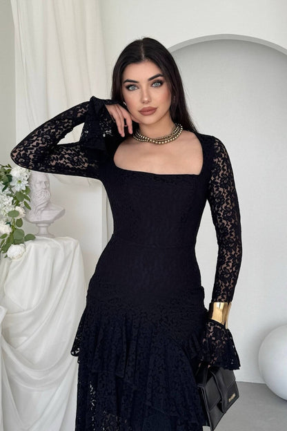 Lace Flounce Dress