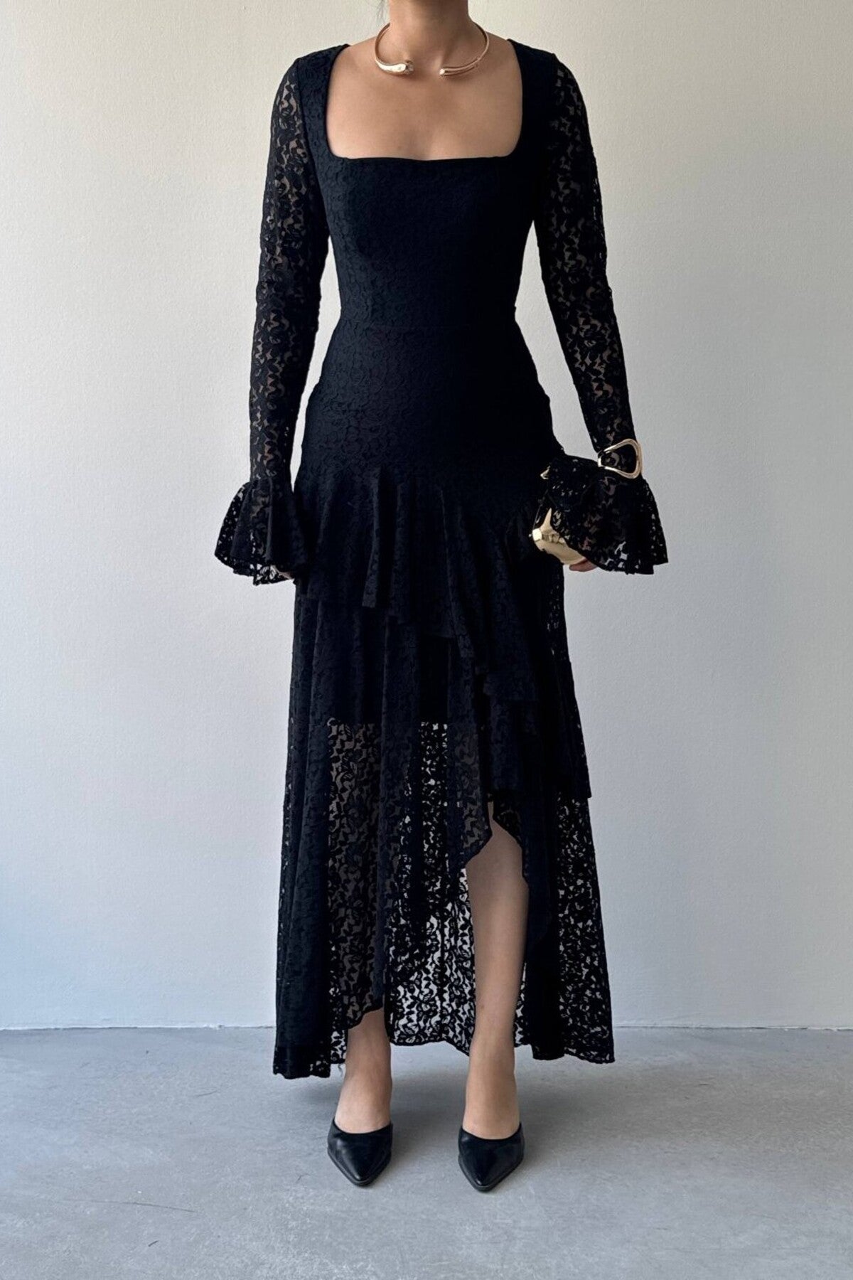 Lace Flounce Dress