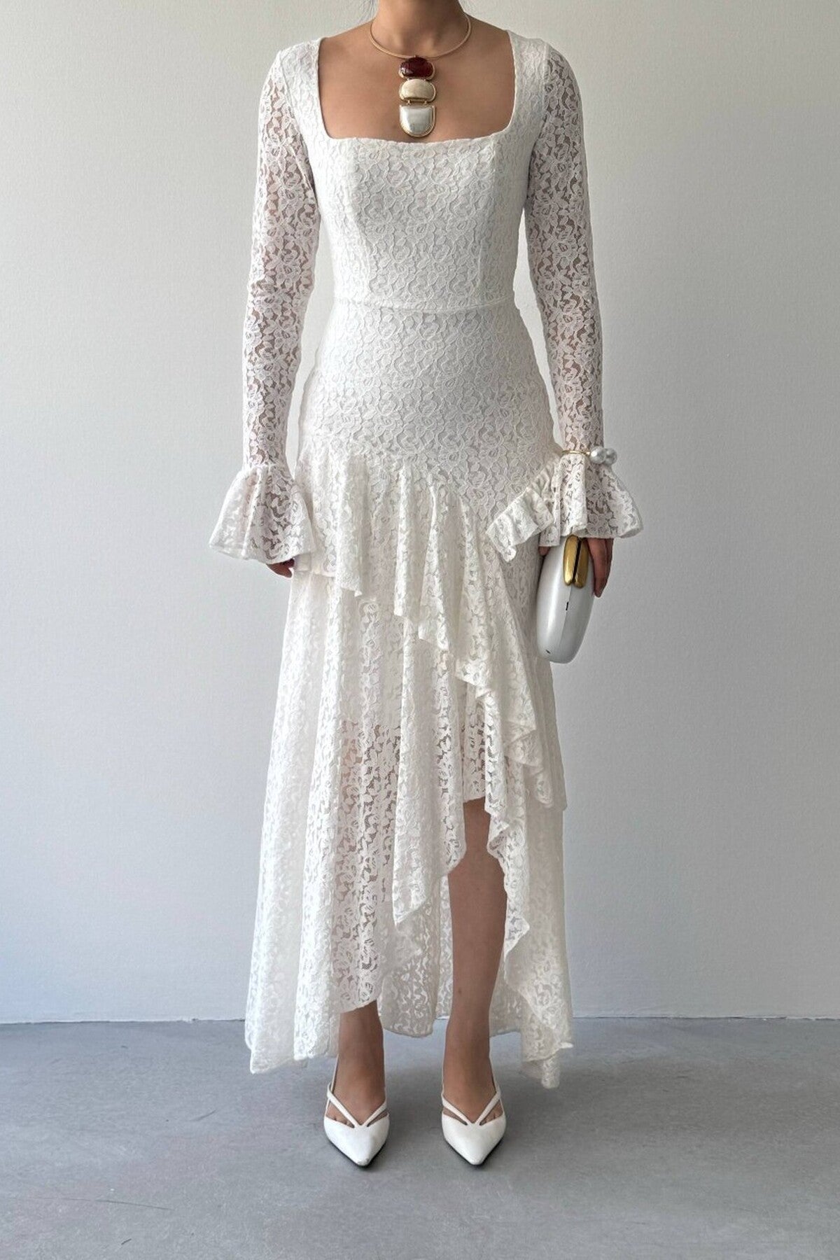 Lace Flounce Dress
