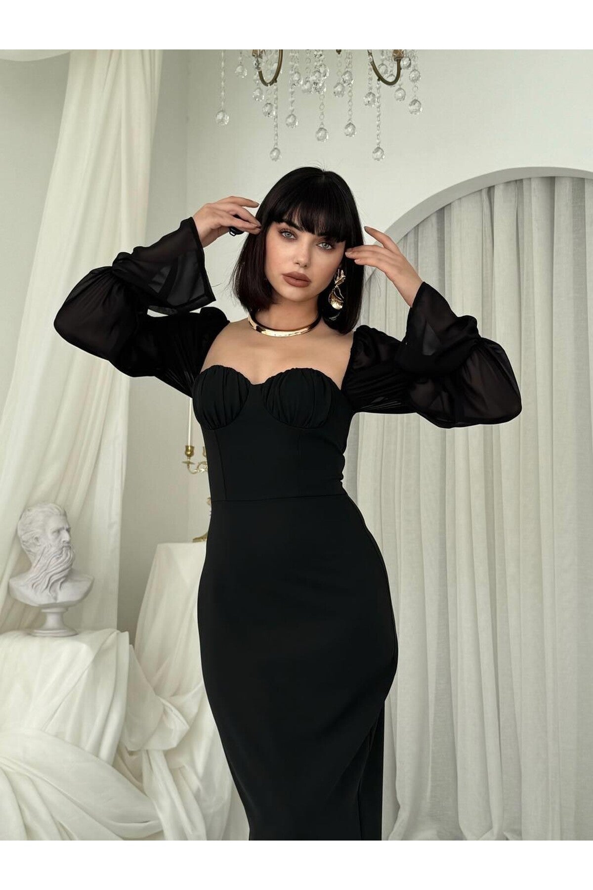 Sweetheart Puff Sleeve Dress