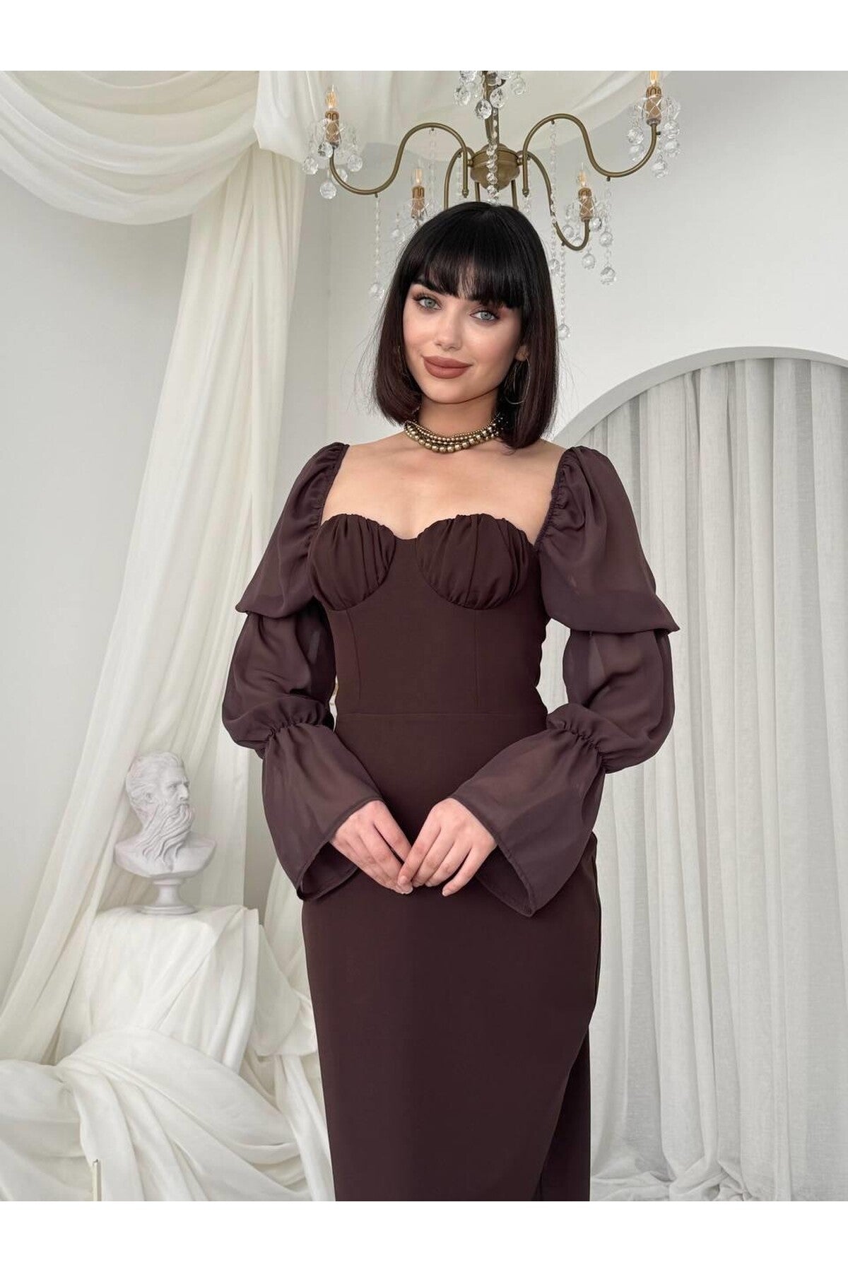 Sweetheart Puff Sleeve Dress