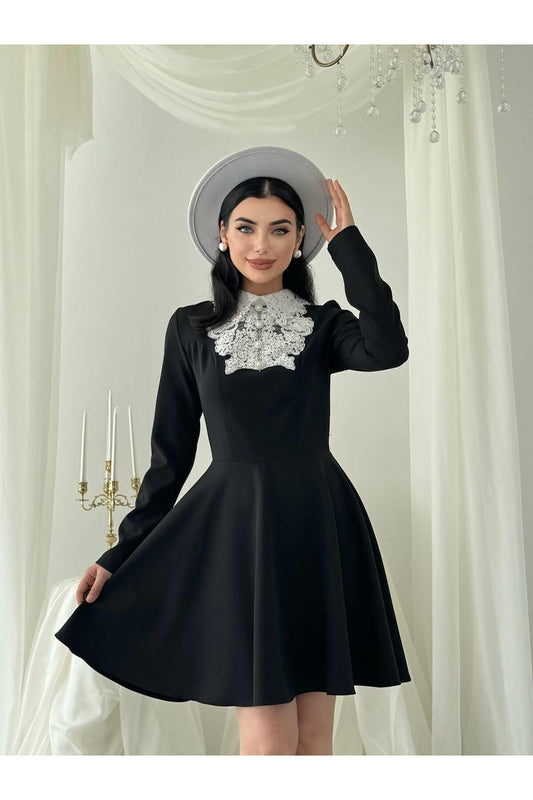 Guipure Collar Mini Dress