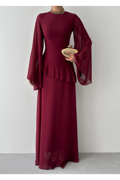 Cape Sleeve Chiffon Dress