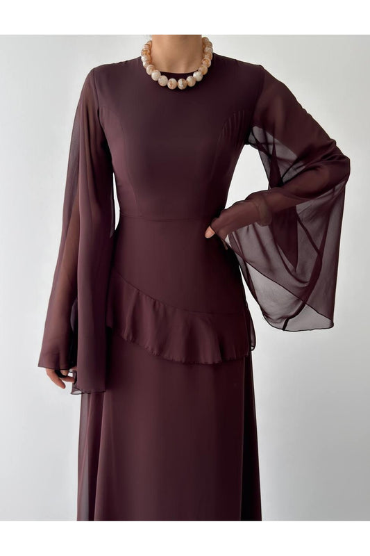 Cape Sleeve Chiffon Dress