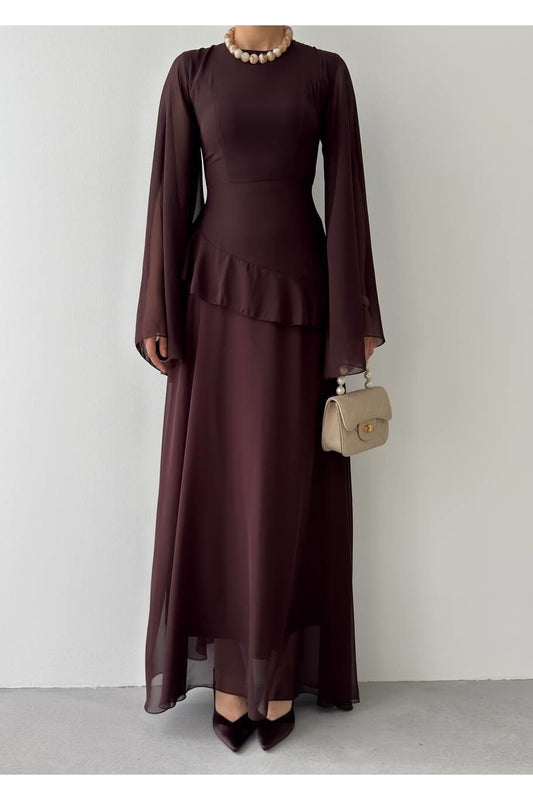 Cape Sleeve Chiffon Dress