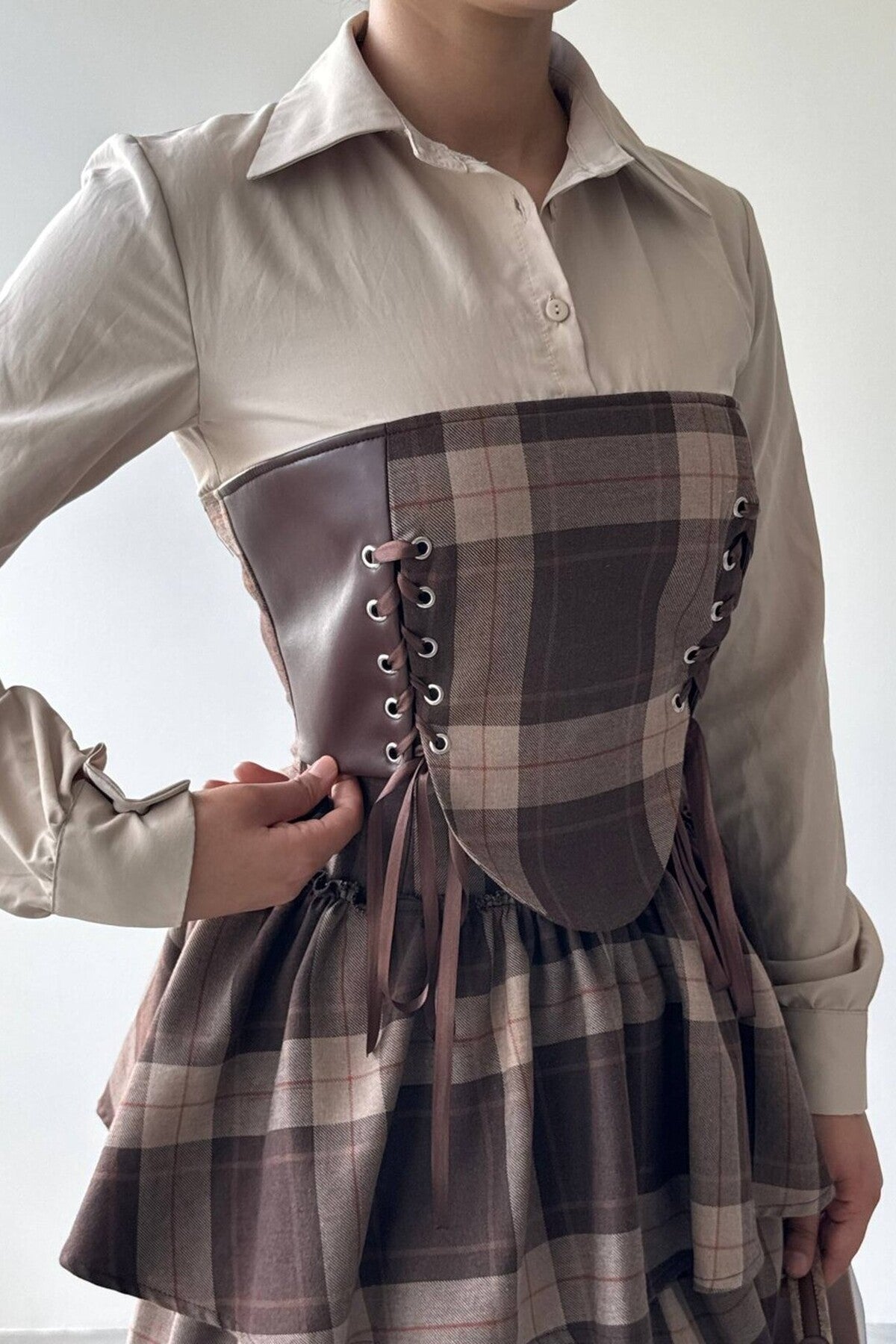 Tartan Corset Mini Dress
