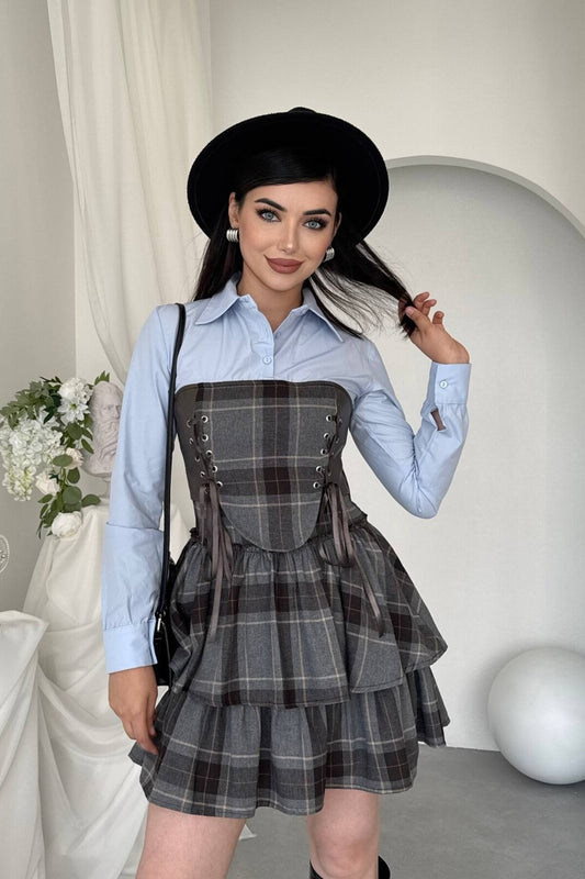Tartan Corset Mini Dress