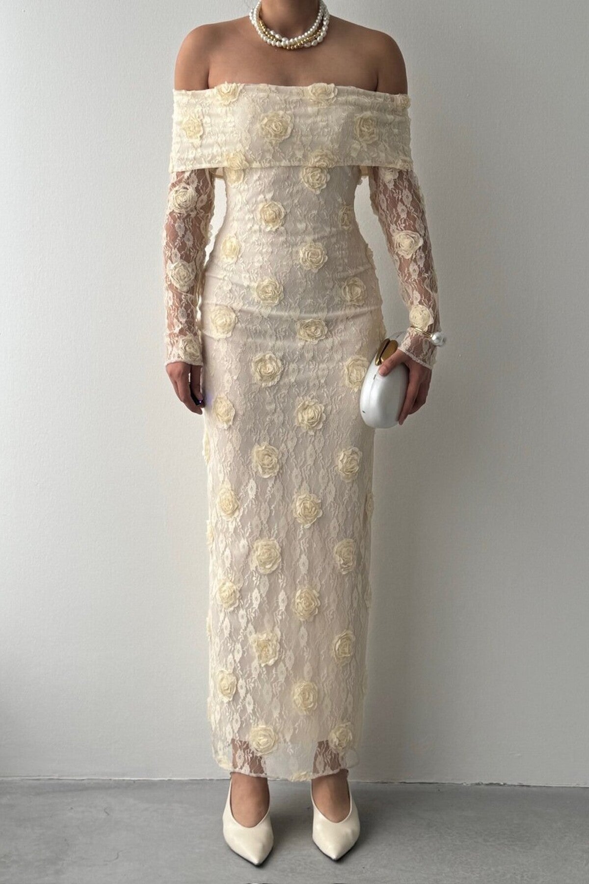 Rose Lace Off-Shoulder Dress