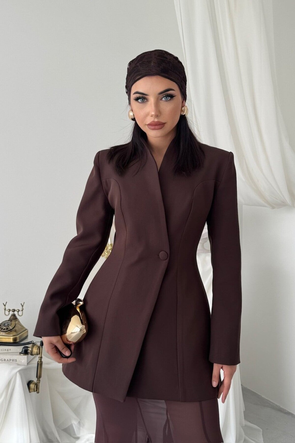 Sculpted Blazer & Sheer Skirt Set