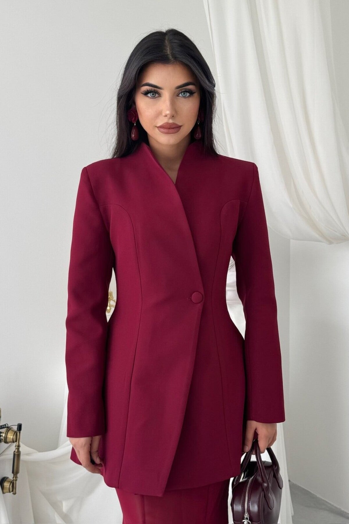Sculpted Blazer & Sheer Skirt Set