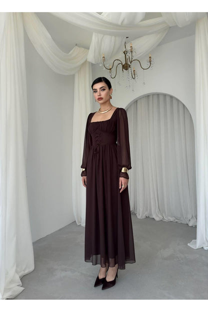 Corset Chiffon Maxi Dress