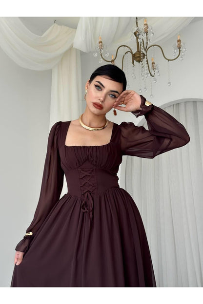 Corset Chiffon Maxi Dress
