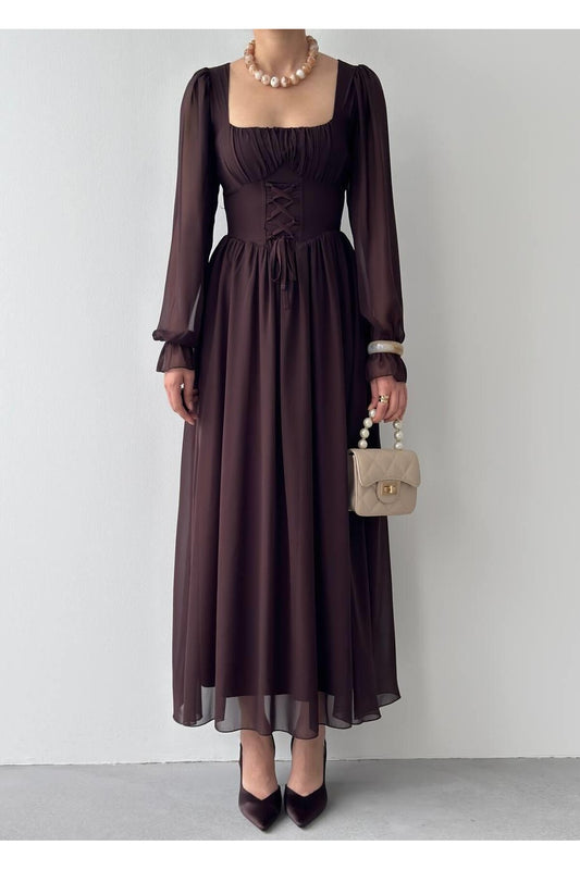 Corset Chiffon Maxi Dress