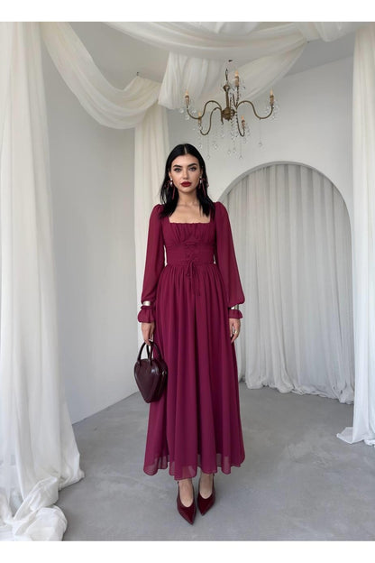 Corset Chiffon Maxi Dress