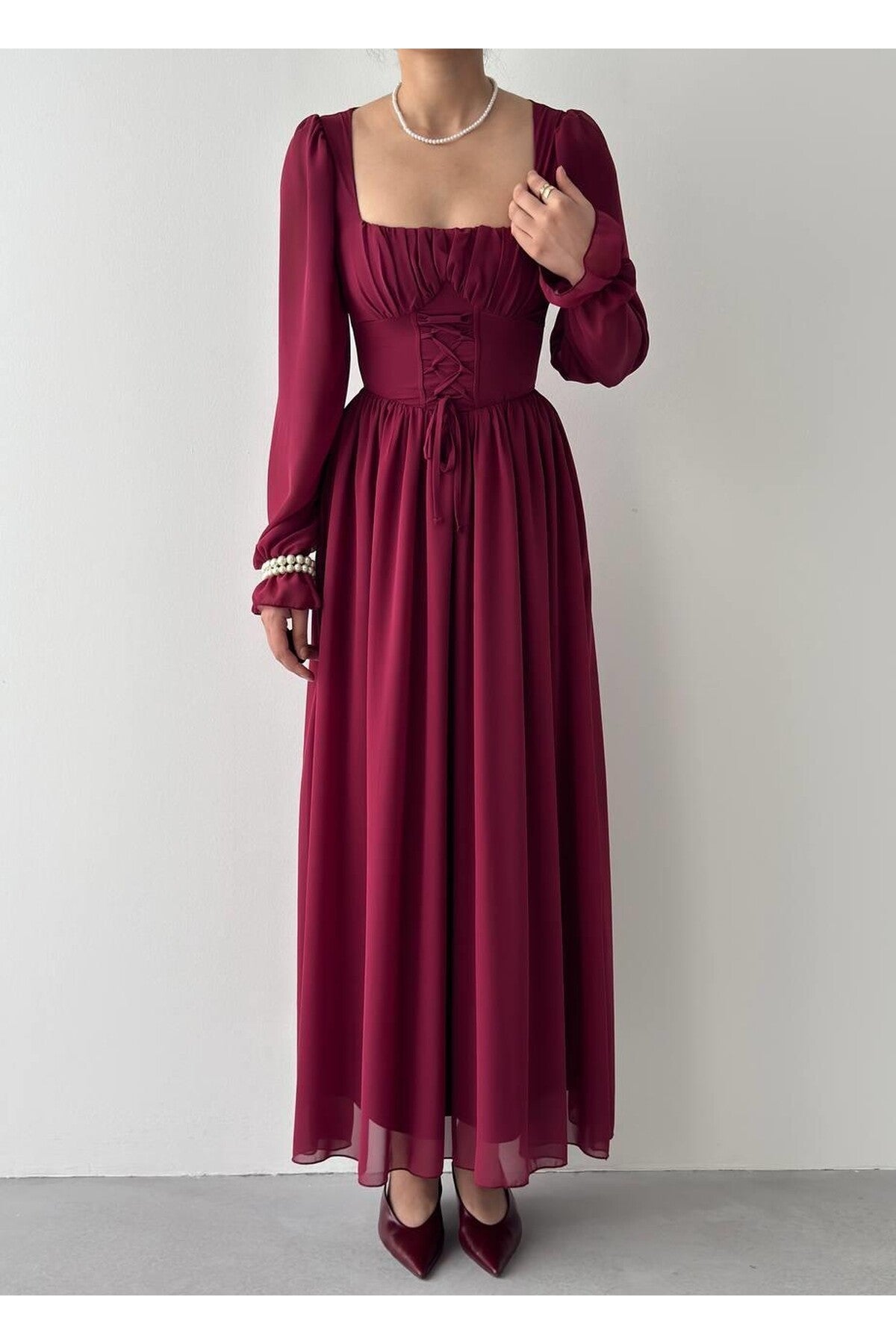 Corset Chiffon Maxi Dress