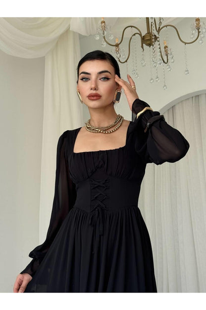 Corset Chiffon Maxi Dress