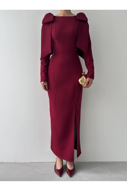 Bow Shoulder Open Back Dress