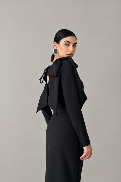 Bow Shoulder Open Back Dress