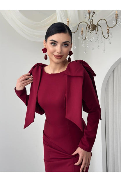 Bow Shoulder Open Back Dress