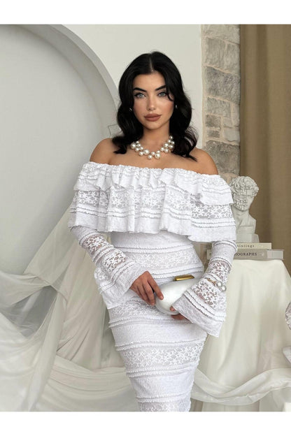 Enchanting Lace Ruffle Dress