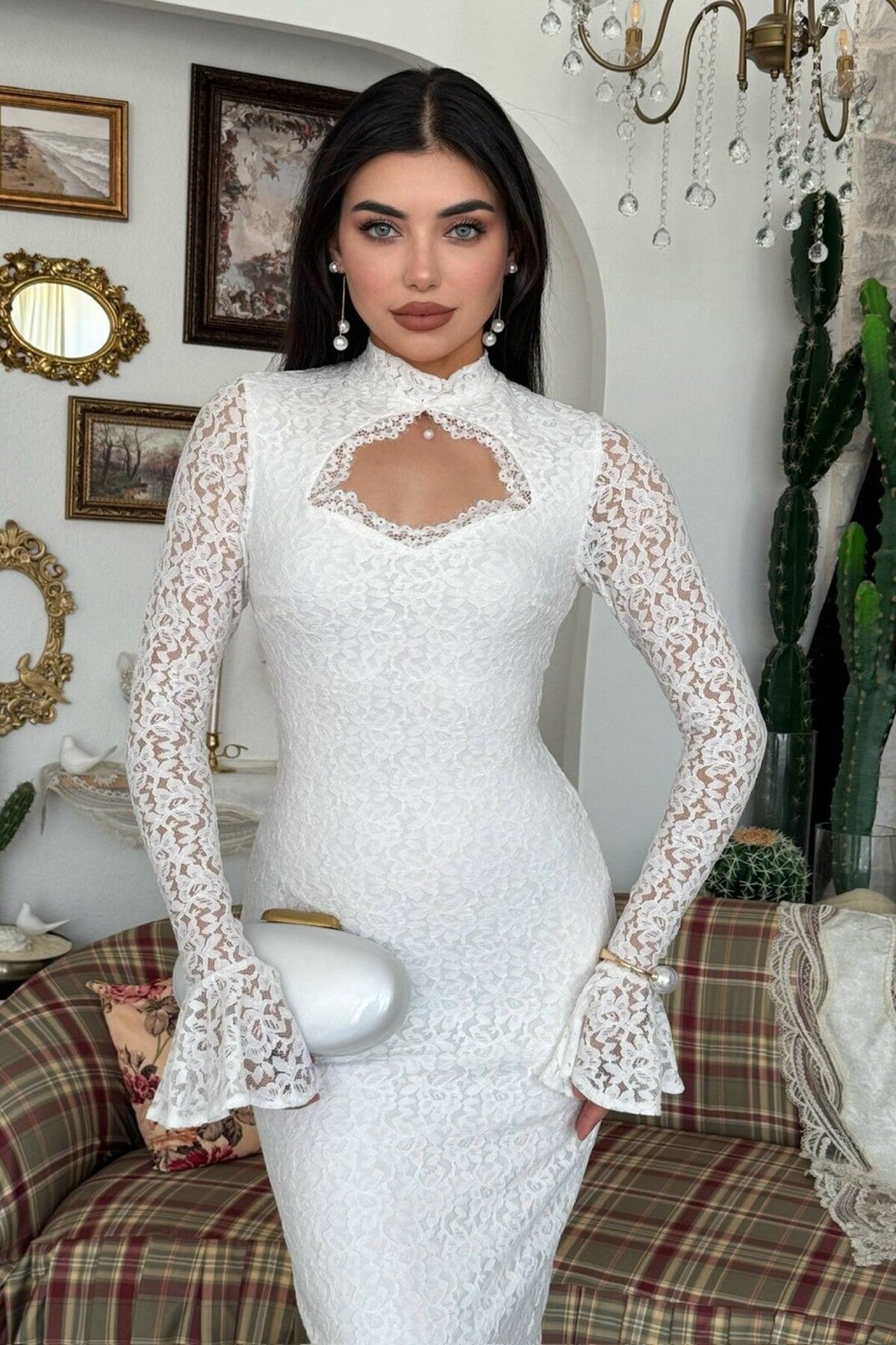 Keyhole Lace Maxi Dress